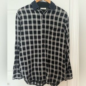 Rag & Bone Men's Plaid Shirt with Denim Collar
